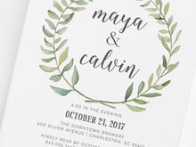 Load image into Gallery viewer, Watercolor Wreath Modern Couples Shower Invitation